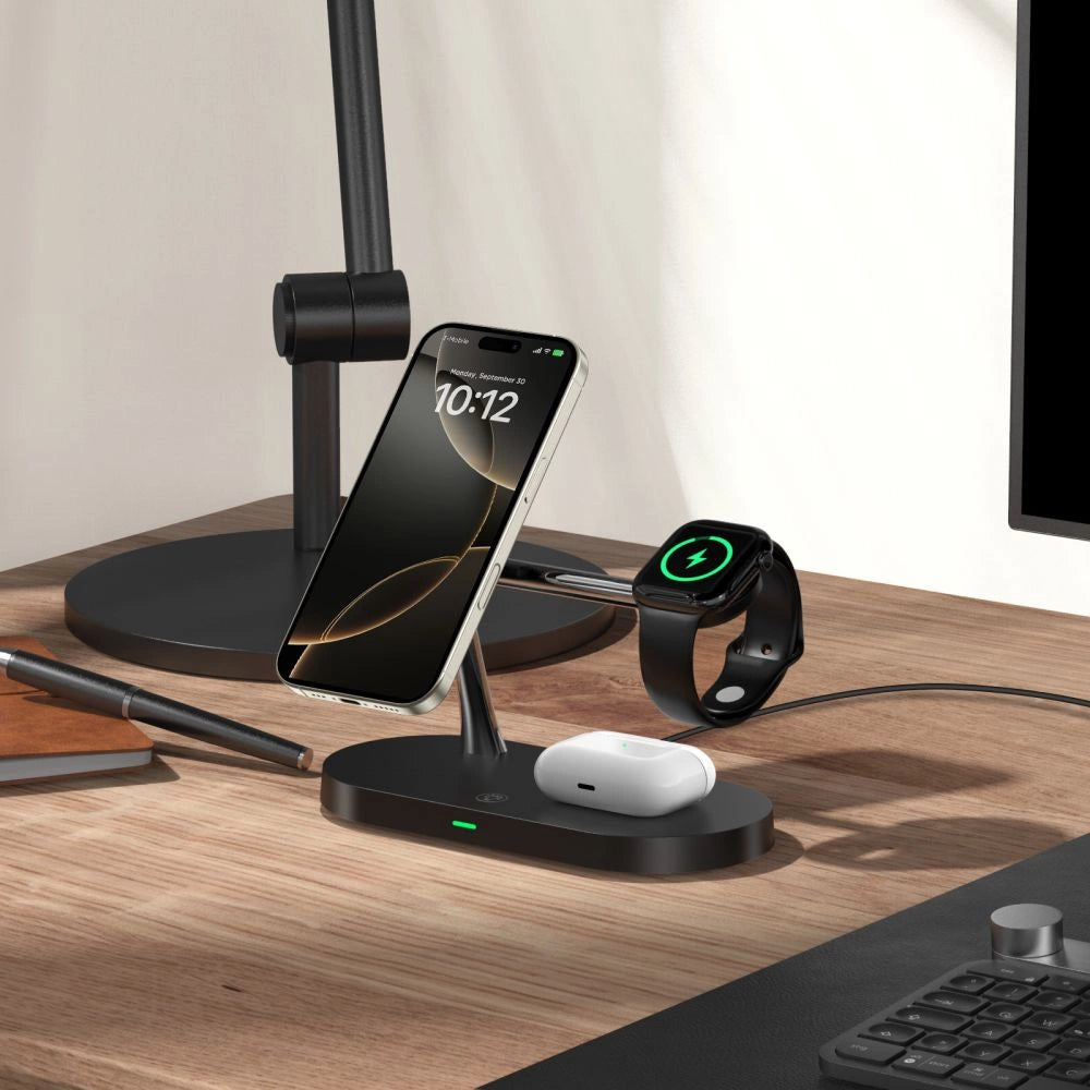 Tech-Protect A12 3in1 MagSafe induktives Ladegerät für Smartphone / Kopfhörer / Smartwatch - Schwarz