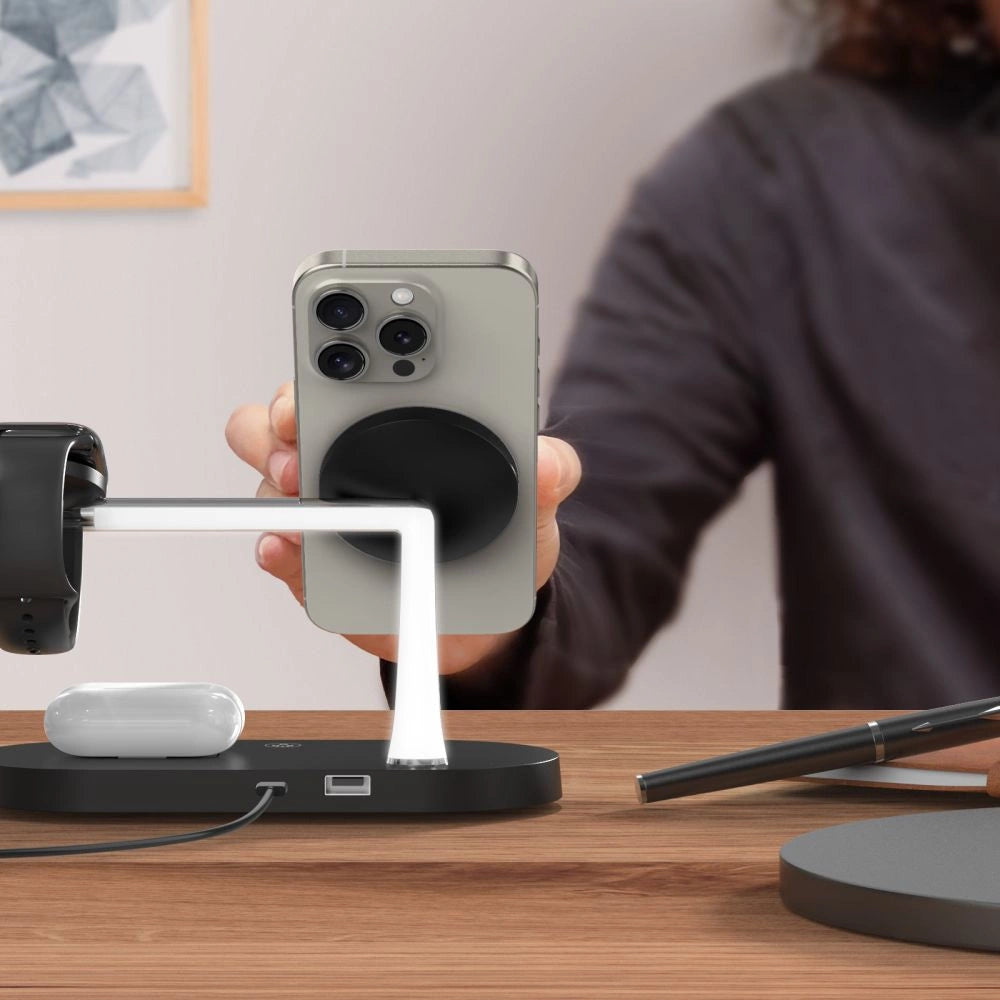 Tech-Protect A12 3in1 MagSafe induktives Ladegerät für Smartphone / Kopfhörer / Smartwatch - Schwarz