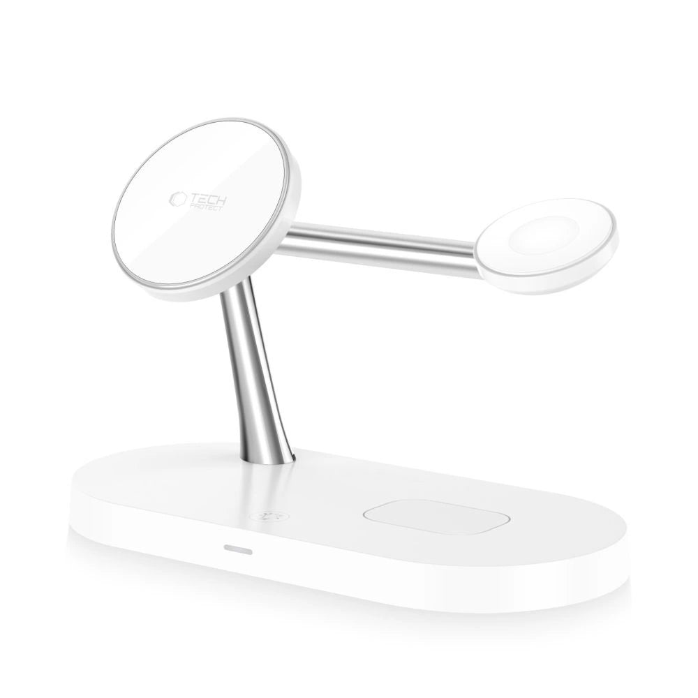 Tech-Protect A12 3in1 MagSafe induktives Ladegerät für Smartphone / Kopfhörer / Smartwatch - Weiß