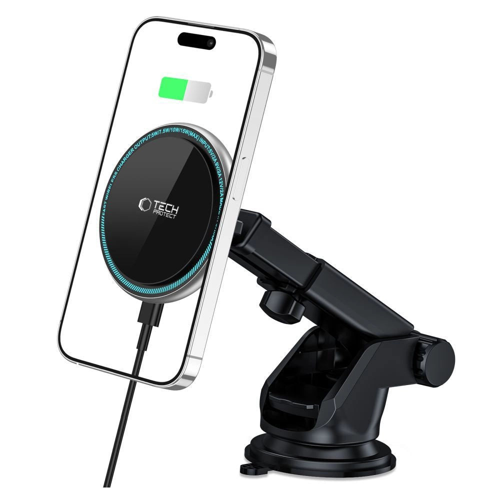 Tech-Protect A2 Autotelefonhalterung mit MagSafe 15W induktivem Ladegerät für das Cockpit – Schwarz
