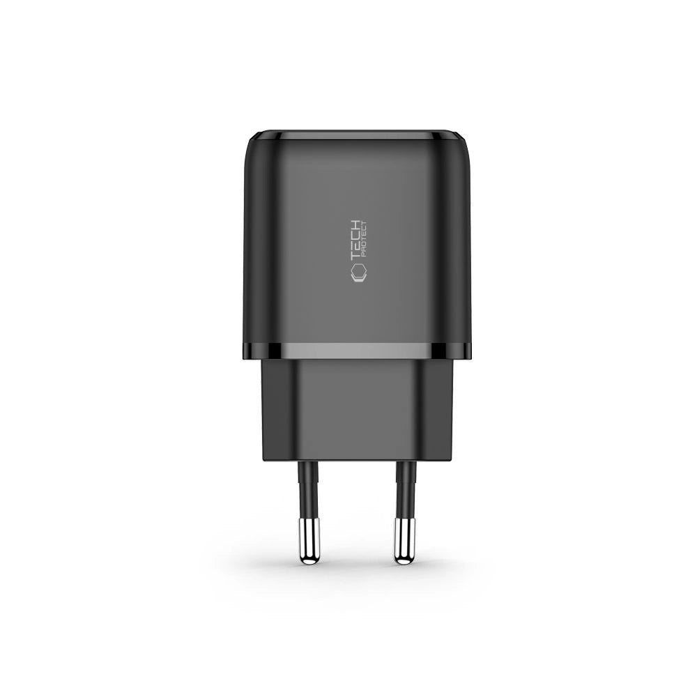 Tech-Protect C20W USB-C PD 20W / USB-A QC 3.0 Netzwerkladegerät – Schwarz
