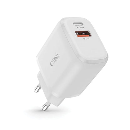 Tech-Protect C20W USB-C PD 20W / USB-A QC 3.0 Netzwerkladegerät – Weiß