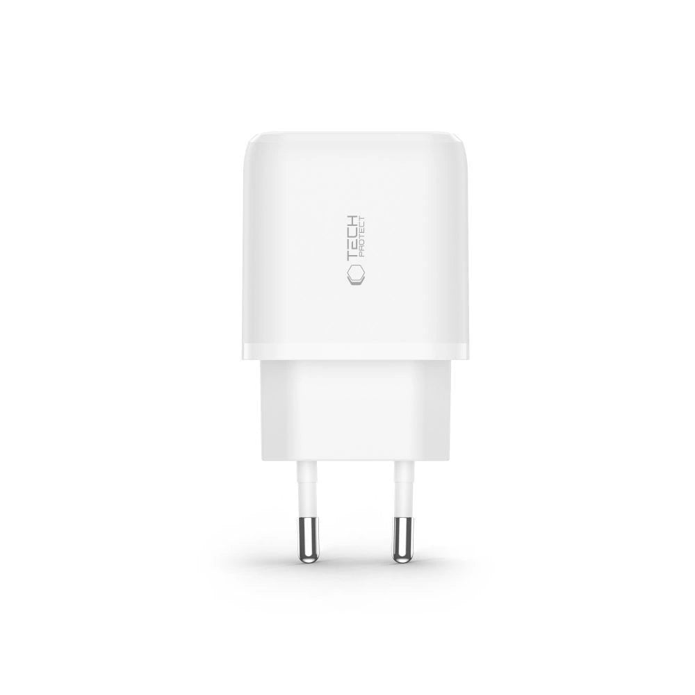 Tech-Protect C20W USB-C PD 20W / USB-A QC 3.0 Netzwerkladegerät – Weiß