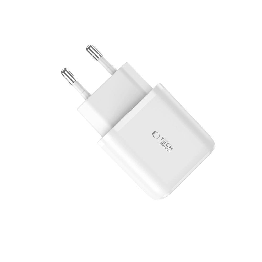 Tech-Protect C20W USB-C PD 20W / USB-A QC 3.0 Netzwerkladegerät – Weiß
