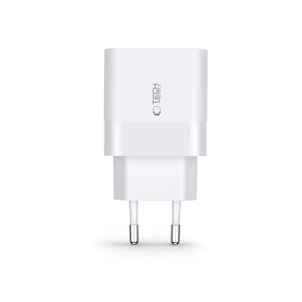 Tech-Protect C30W USB-C PD 30W / USB-A QC 3.0 Netzwerkladegerät – Weiß