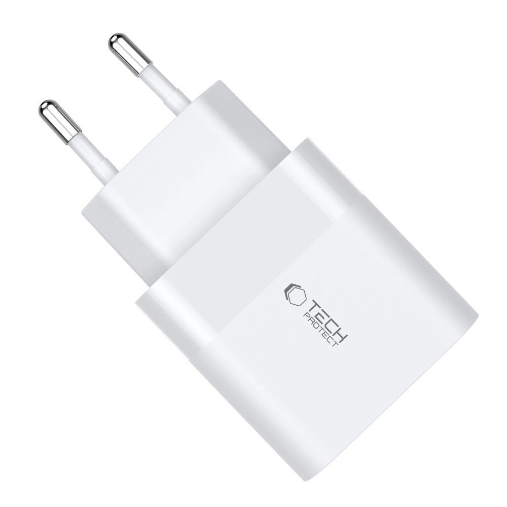 Tech-Protect C30W USB-C PD 30W / USB-A QC 3.0 Netzwerkladegerät – Weiß