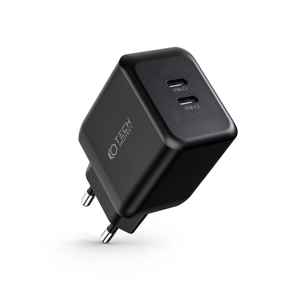 Tech-Protect C35W-2 Netzladegerät 2x USB-C PD 35W - Schwarz