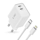 Tech-Protect C35W 2x USB-C PD 35W Netzwerkladegerät mit USB-C/ Lightning Kabel – Weiß