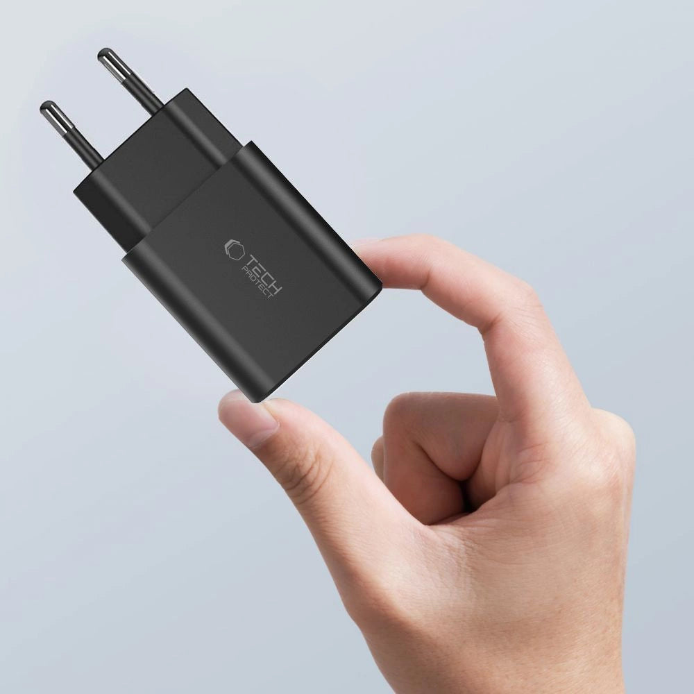 Tech-Protect C35W 2x USB-C PD 35W Netzwerkladegerät mit USB-C/ Lightning Kabel – Weiß