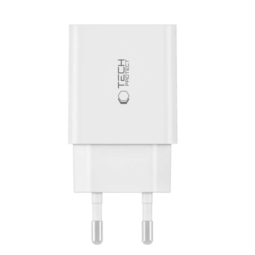 Tech-Protect C35W 2x USB-C PD 35W Netzwerkladegerät mit USB-C/USB-C-Kabel – Weiß