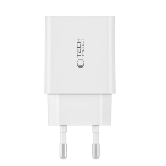 Tech-Protect C35W 2x USB-C PD 35W Netzwerkladegerät mit USB-C/USB-C-Kabel – Weiß