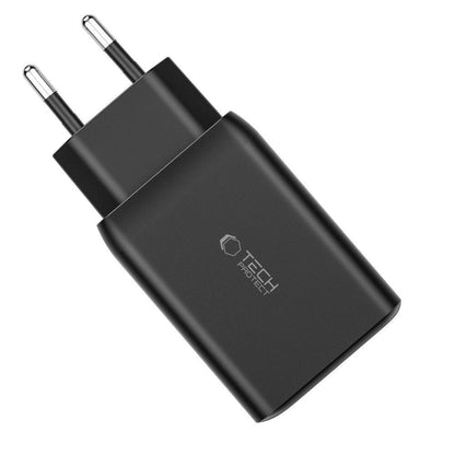 Tech-Protect C65W Netzwerkladegerät 2x USB-C PD 65W / USB-A QC 3.0 - Schwarz