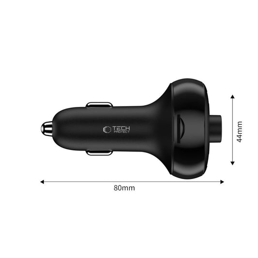 Tech-Protect CC06 3-Port PD72W Autoladegerät mit Sender - Schwarz