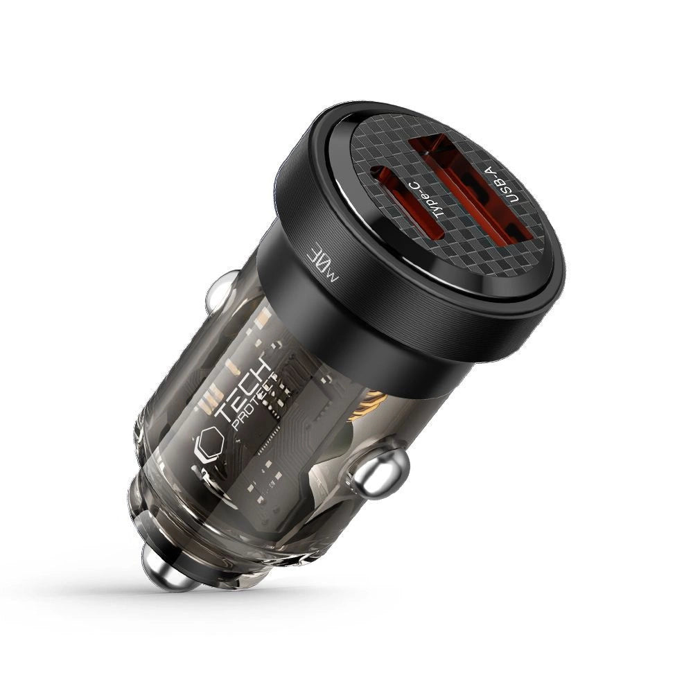 Tech-Protect CC30W Autoladegerät USB-C PD 30W / USB-A QC 3.0 - Schwarz