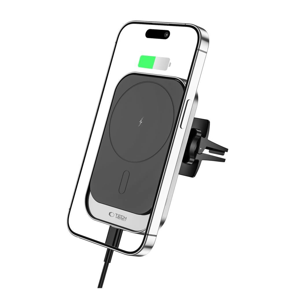 Tech-Protect CW19 Magnetische Auto-MagSafe-Halterung mit 15-W-Induktionsladegerät für Lüftungsschlitze – Schwarz