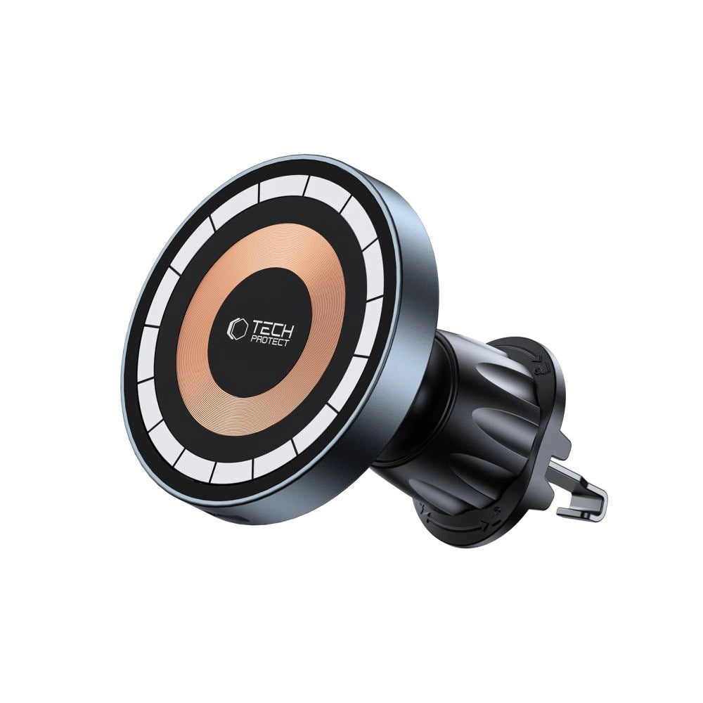 Tech-Protect MM15W MagSafe-Autohalterung mit 15-W-Induktionsladegerät für Lüftungsschlitze und Armaturenbrett – Schwarz