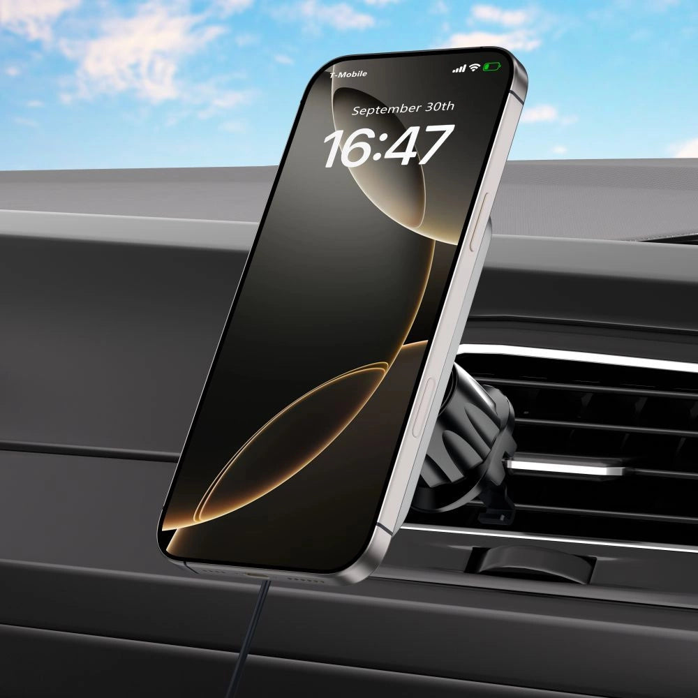 Tech-Protect MM15W-V9 Autohalterung mit MagSafe für Armaturenbrett und Lüftungsschlitze, 15 W, Schwarz