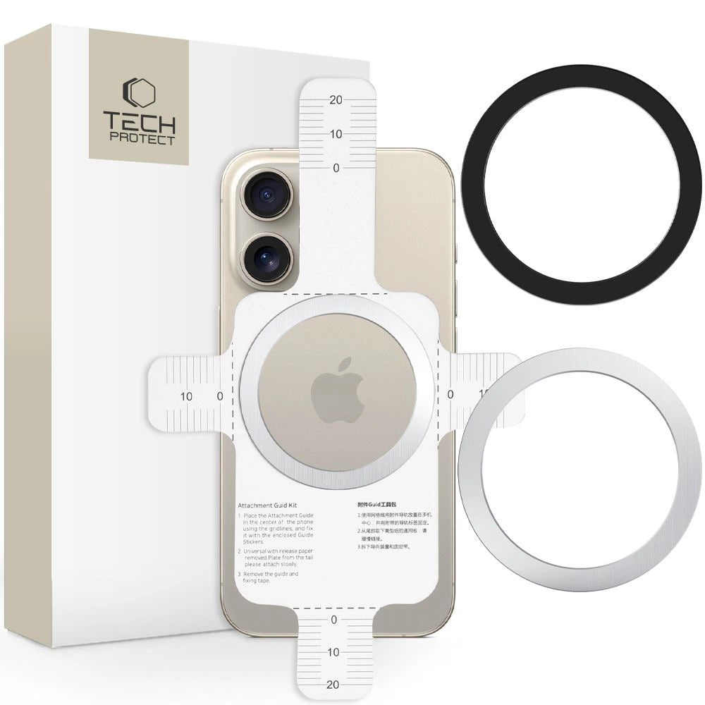 Tech-Protect MMP-110 2in1 Magnetring mit MagSafe - Silber-Schwarz