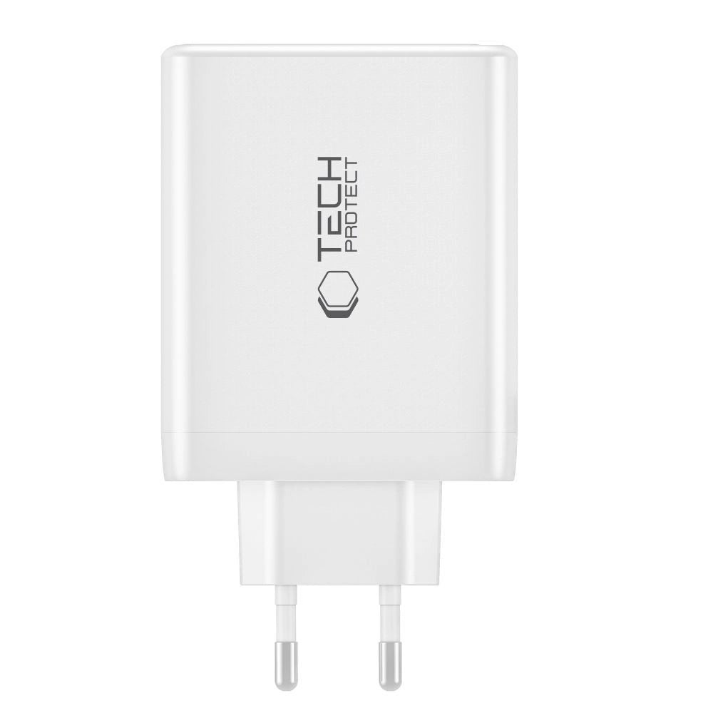Tech-Protect NC100W-GAN GaN-Netzwerkladegerät 3x USB-C PD 100W / USB-A QC 3.0 - Weiß