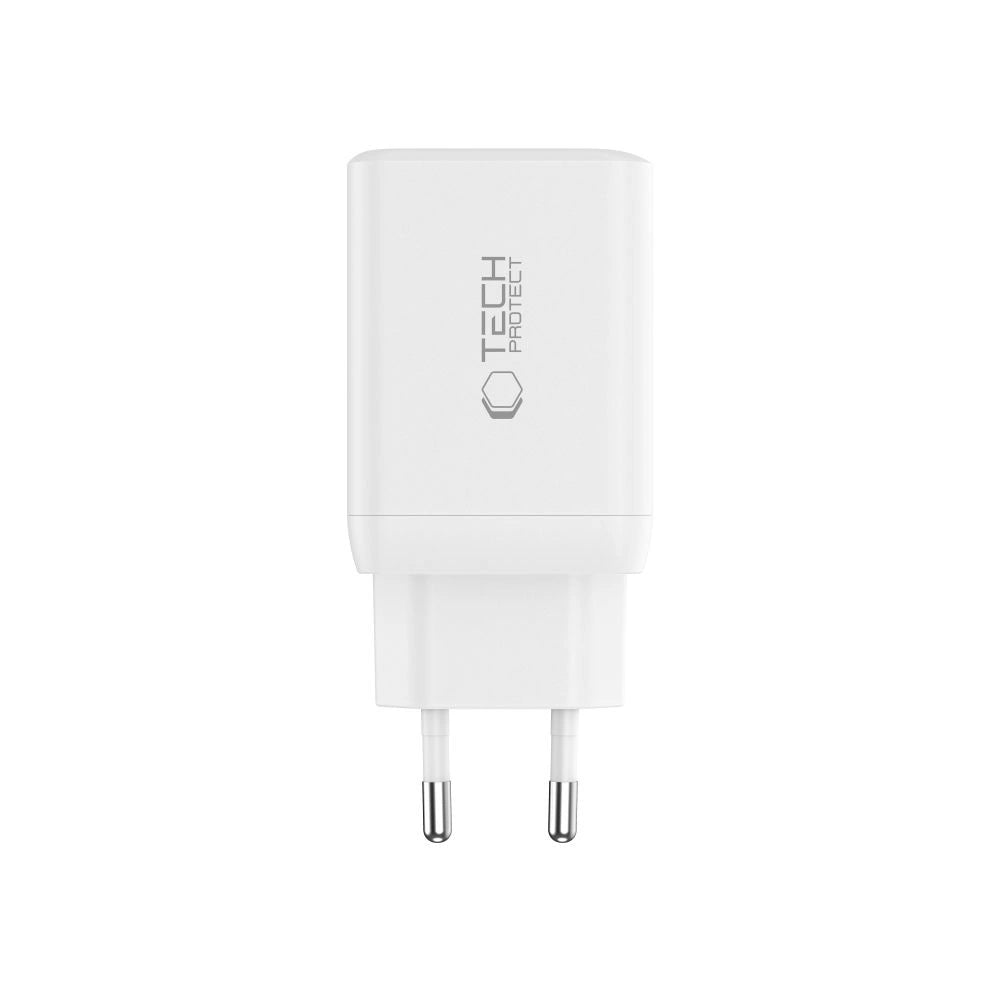 Tech-Protect NC45W-GAN 2-PORT PD45W Ladegerät + TYP-C-KABEL – Weiß