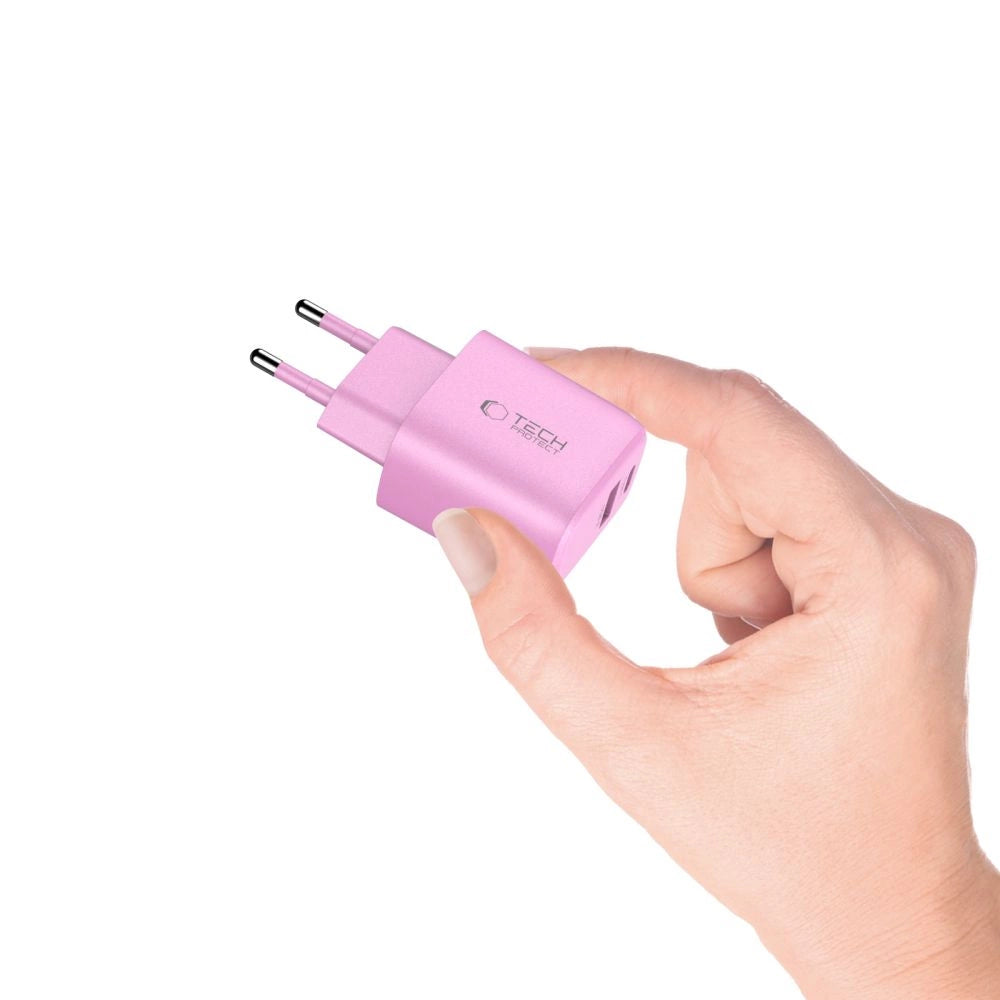 Tech-Protect NCA20 PD 20W QC3.0 USB-A / USB-C Wandladegerät - Rosa