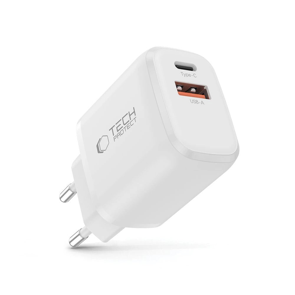 Tech-Protect NCA20 PD 20W QC3.0 USB-A / USB-C Wandladegerät - Weiß