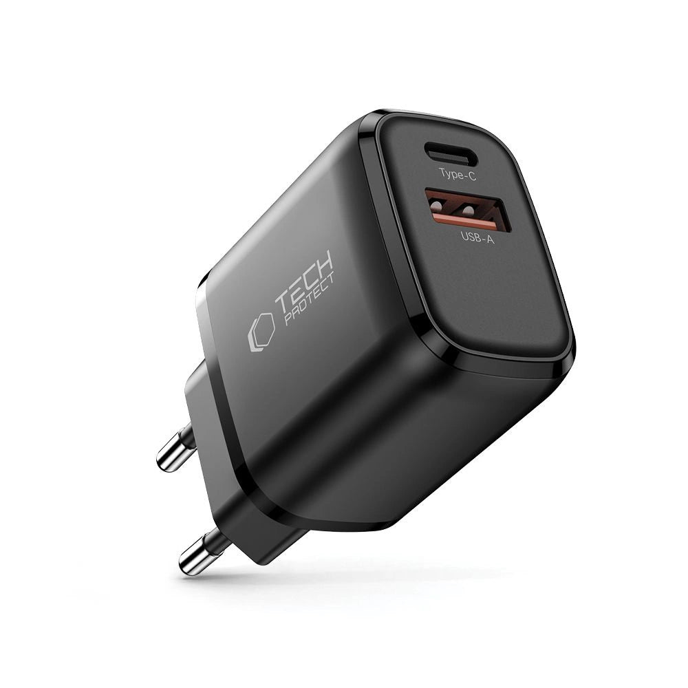 Tech-Protect NCA20 PD 20W / QC3.0 USB-A / USB-C Wandladegerät - schwarz