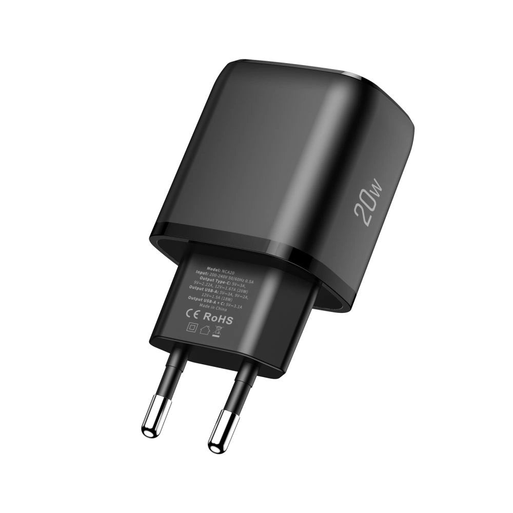 Tech-Protect NCA20 PD 20W / QC3.0 USB-A / USB-C Wandladegerät - schwarz