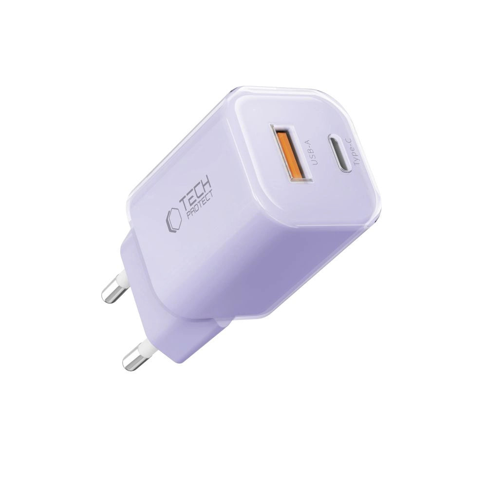 Tech-Protect NCM33 PD 33W QC3.0 USB-C / USB-C Wandladegerät - Lila