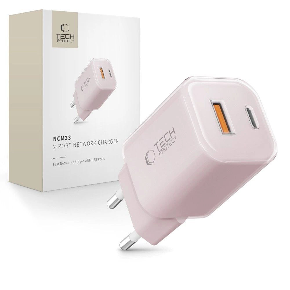 Tech-Protect NCM33W 2-Port PD33W/QC3.0 Wandladegerät - rosa