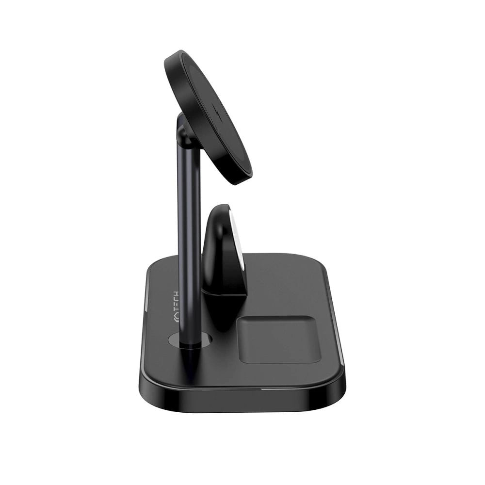 Tech-Protect QI15W-A22 induktives MagSafe-Ladegerät mit 3in1 MagSafe-Ständer für Smartphone / Apple Watch / AirPods – Schwarz