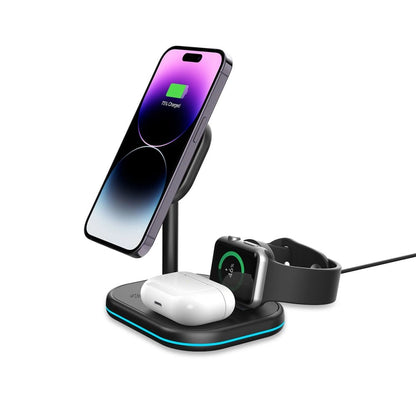 Tech-Protect QI15W-A27 3in1 induktives Ladegerät mit Ständer mit MagSafe für Smartphone / Apple Watch / AirPods – Schwarz