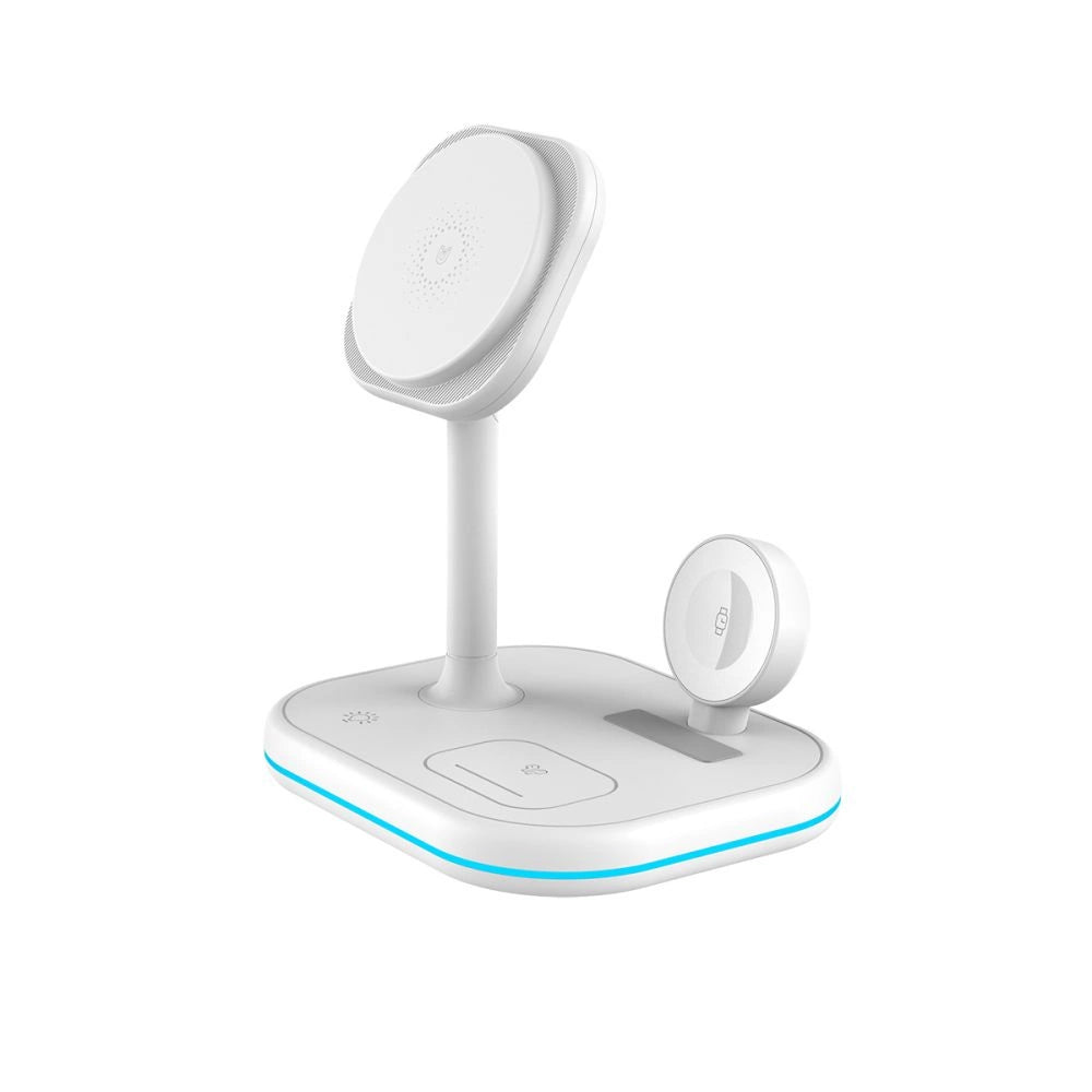 Tech-Protect QI15W-A27 3in1 induktives Ladegerät mit Ständer mit MagSafe für Smartphone / Apple Watch / AirPods – Weiß
