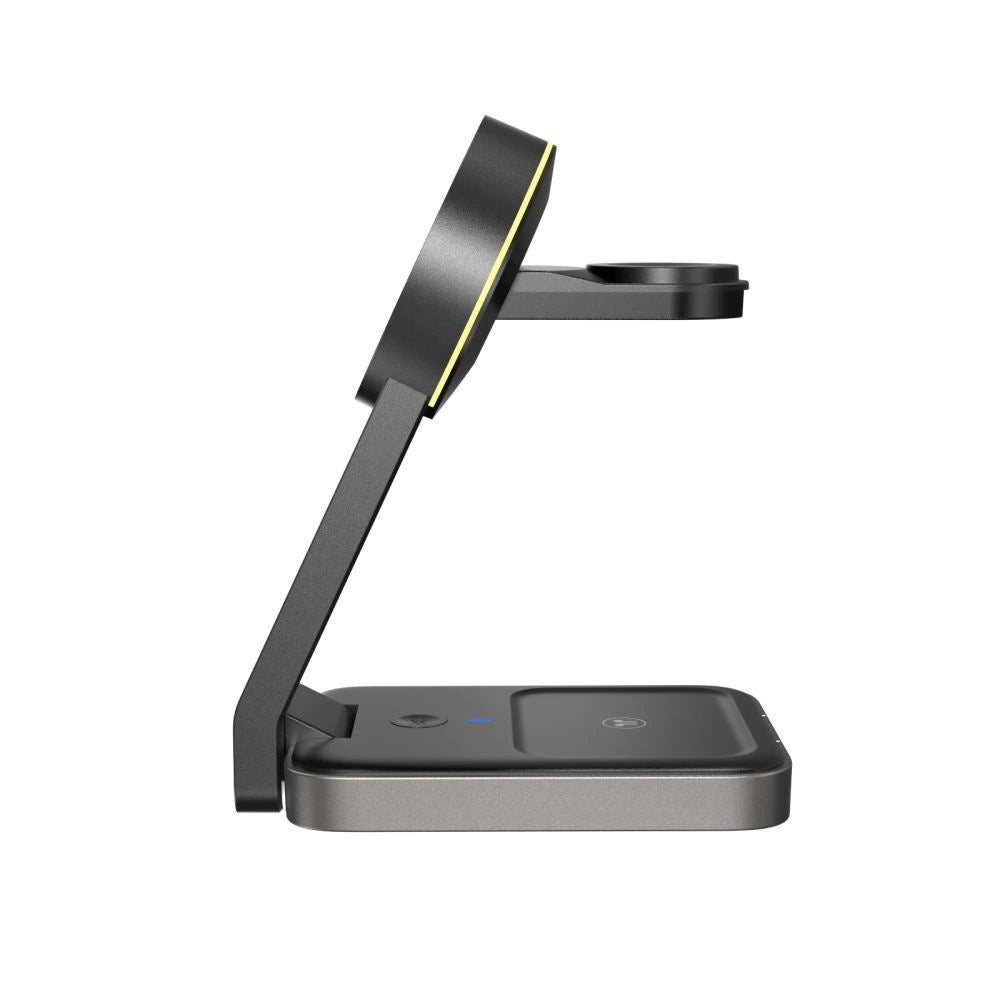 Tech-Protect QI15W-A28 induktives MagSafe 3in1 Ladegerät mit Ständer für Smartphone / Apple Watch / AirPods – Schwarz