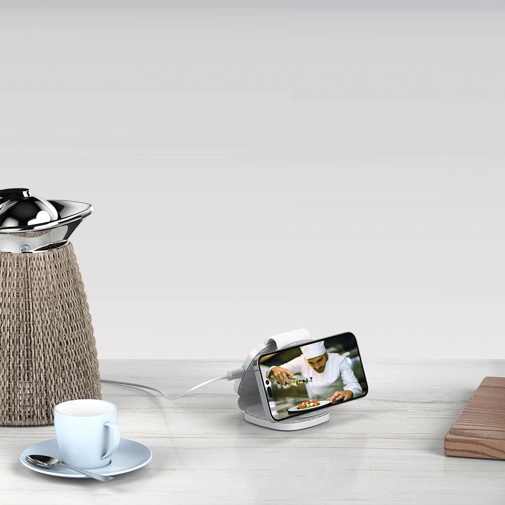 Tech-Protect QI15W-A32 3in1 induktives Ladegerät mit MagSafe für Smartphone / Apple Watch / AirPods – Grau