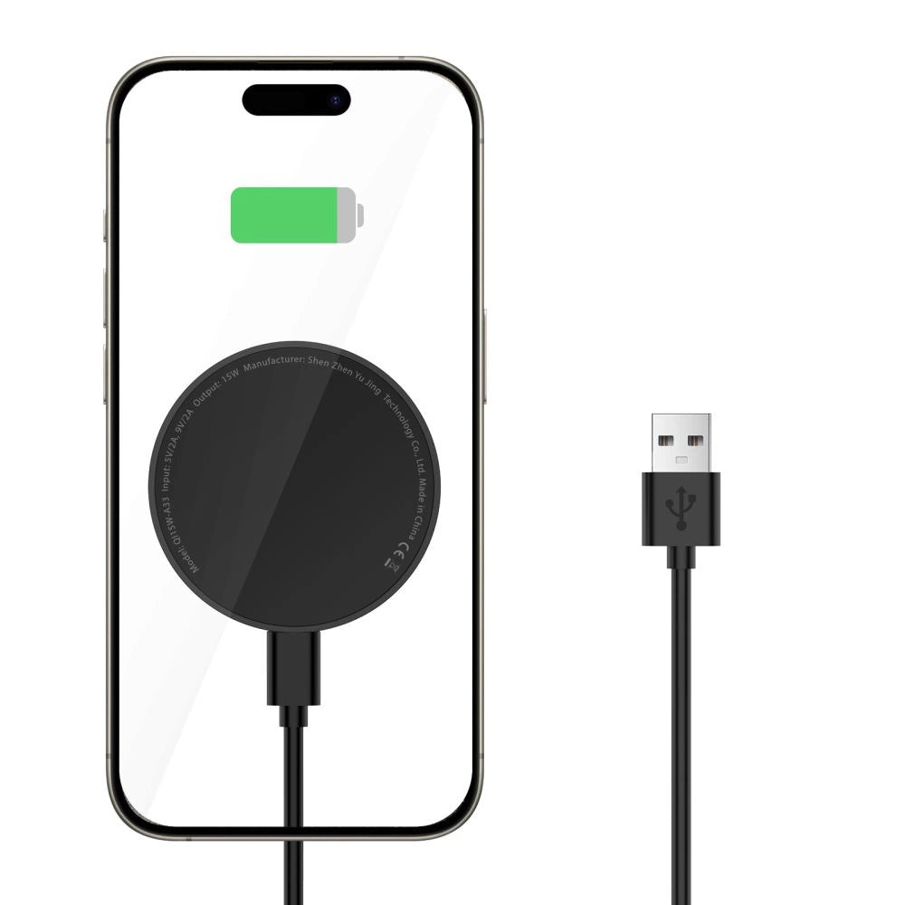 Tech-Protect QI15W-A33 induktives Ladegerät mit MagSafe und Ständer mit USB-A/USB-C-Kabel – Schwarz