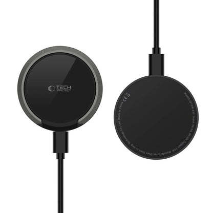 Tech-Protect QI15W-A33 induktives Ladegerät mit MagSafe und Ständer mit USB-A/USB-C-Kabel – Schwarz
