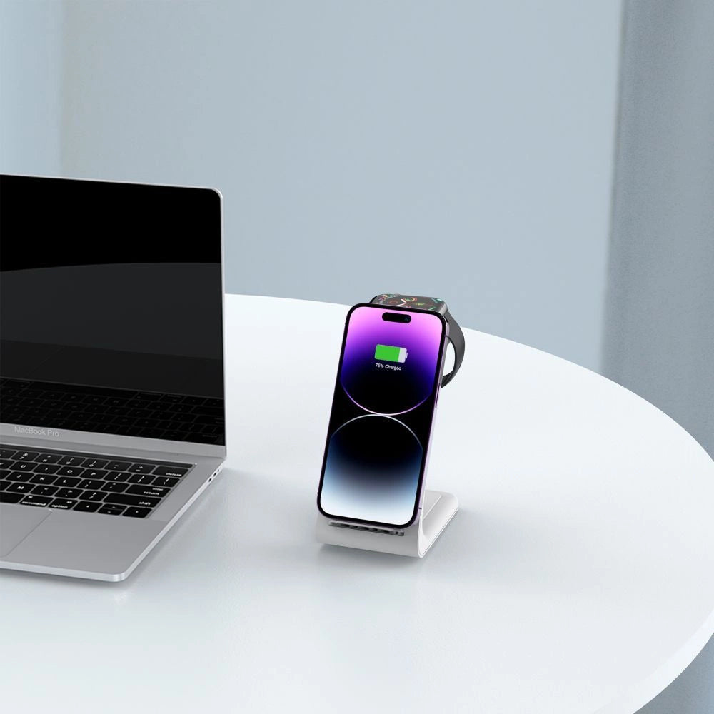 Tech-Protect QI15W-A36 3in1 Ladestation für Apple - Weiß
