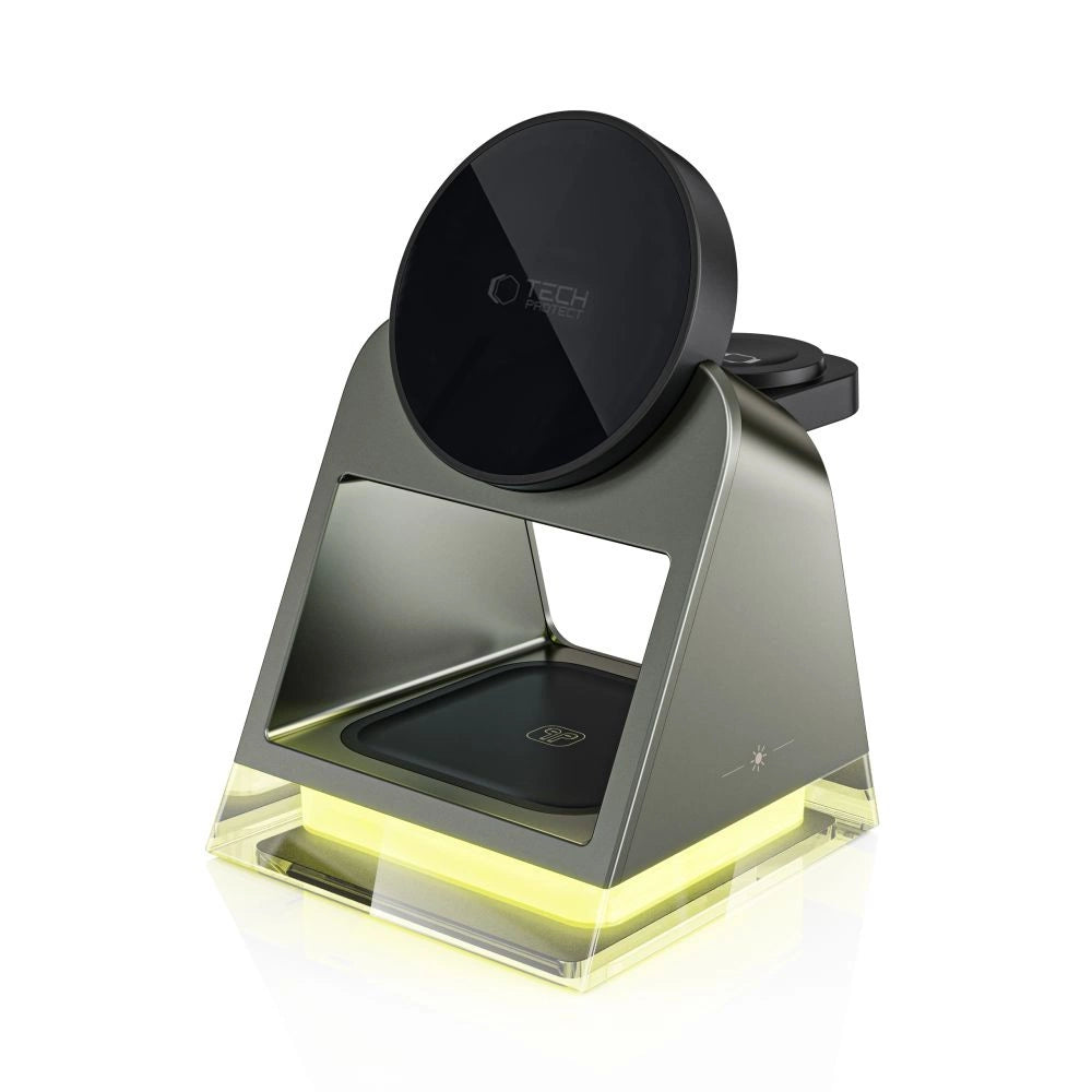 Tech-Protect QI15W-A43 3in1 kabelloses Ladegerät mit MagSafe für Apple -Geräte – Schwarz