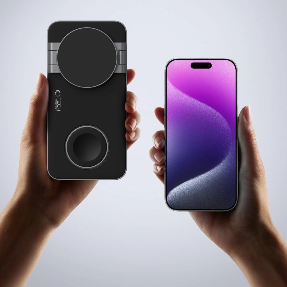 Tech-Protect QI15W-A47 MagSafe 3in1 Induktives Ladegerät + USB-C Kabel - Schwarz