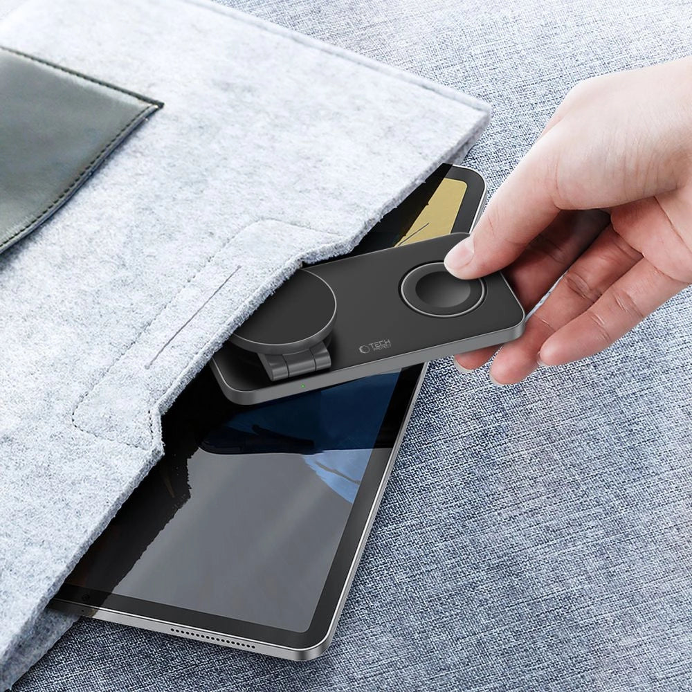 Tech-Protect QI15W-A47 MagSafe 3in1 Induktives Ladegerät + USB-C Kabel - Schwarz