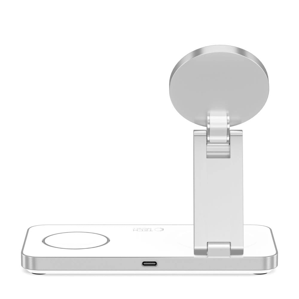 Tech-Protect QI15W-A47 MagSafe 3in1 Induktives Ladegerät + USB-C Kabel - Weiß