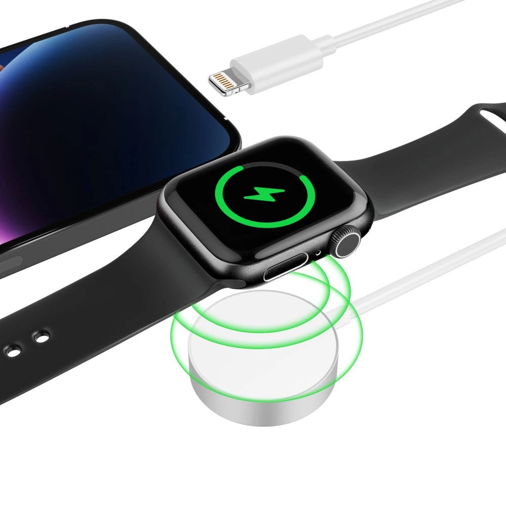 Tech-Protect UltraBoost 2in1 magnetisches Ladegerät mit USB-C/ Lightning -Kabeln für Apple Watch 1,5 m – Weiß