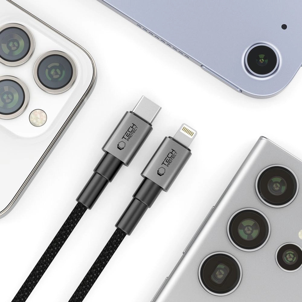 Tech-Protect UltraBoost DNA USB-C / Lightning PD27W/3A Kabel 100 cm – grau