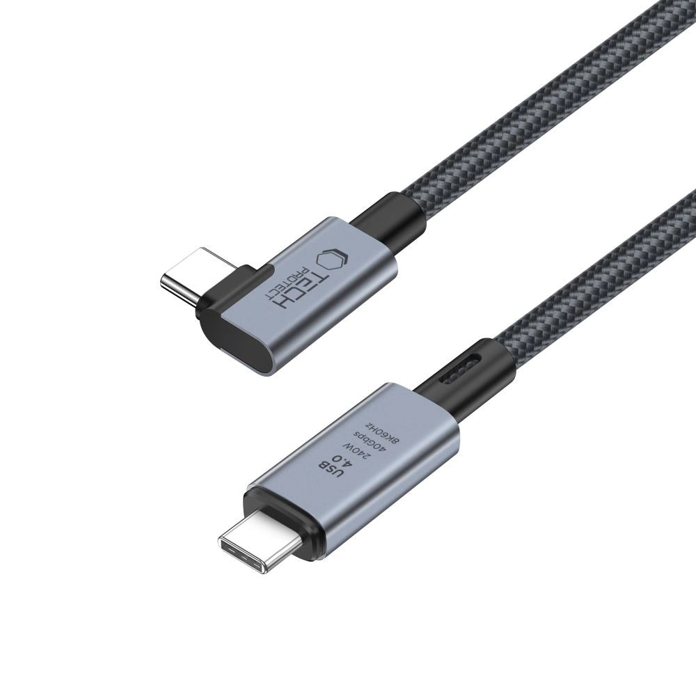 Tech-Protect UltraBoost Max L USB-C 4.0 (gerade) / USB-C 4.0 (gewinkelt) PD-Kabel 240 W 8K 40 Gbit/s 1,5 m – grau