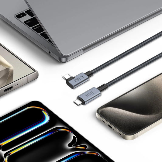 Tech-Protect UltraBoost Max L USB-C 4.0 (gerade) / USB-C 4.0 (gewinkelt) PD-Kabel 240 W 8K 40 Gbit/s 1,5 m – grau