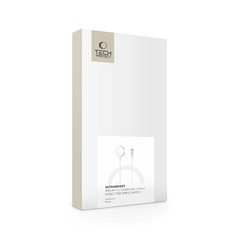 Tech-Protect UltraBoost magnetisches induktives Ladegerät mit USB-C-Anschluss für Apple Watch 1,2 m – Weiß