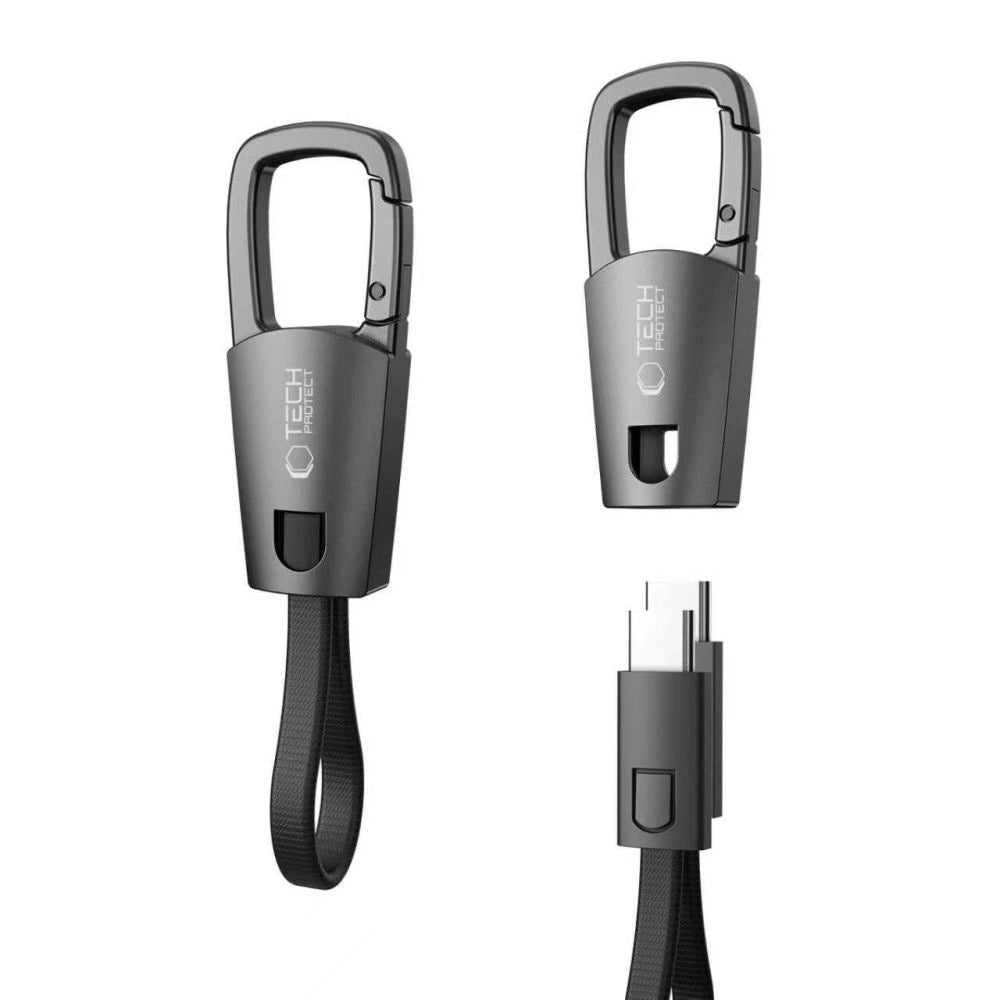 Tech-Protect Ultraboost DNA-Kabel mit Schlüsselanhänger USB-C PD 60 W / 3 A – Grau