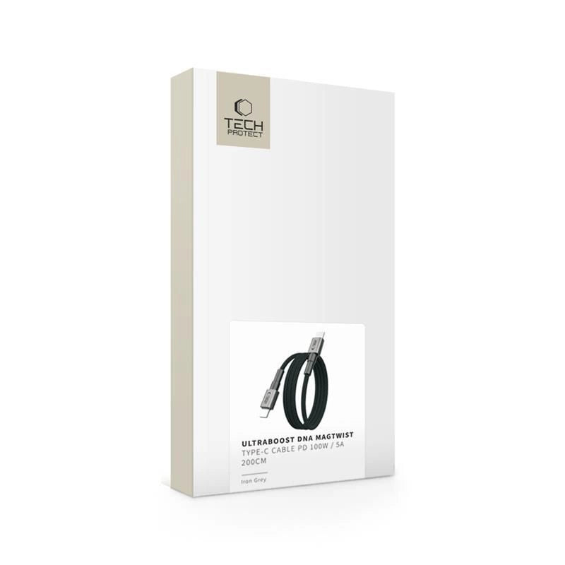Tech-Protect Ultraboost DNA MagTwist USB-C PD Kabel 100W / 5A 200 cm - Grau