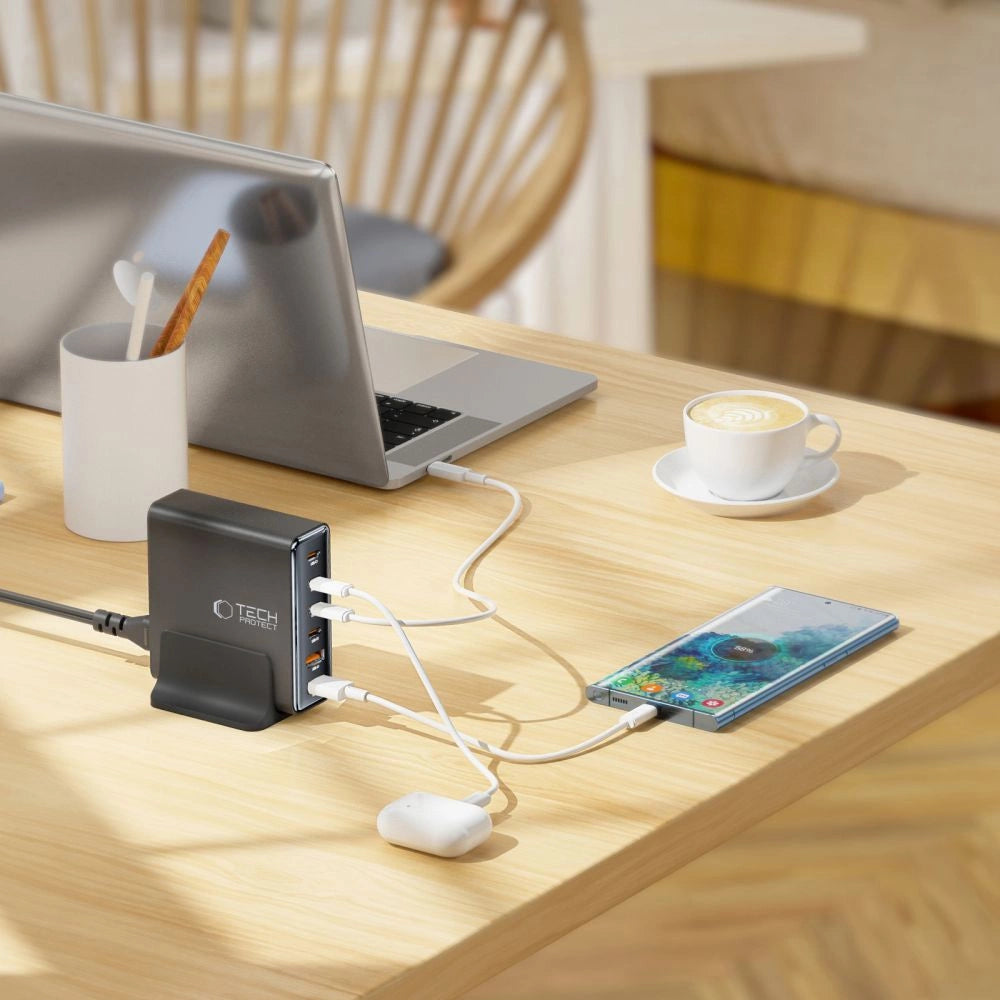 Tech-protect DC80W-GAN 6-PORT PD80W/QC3.0 Ladestation – Schwarz